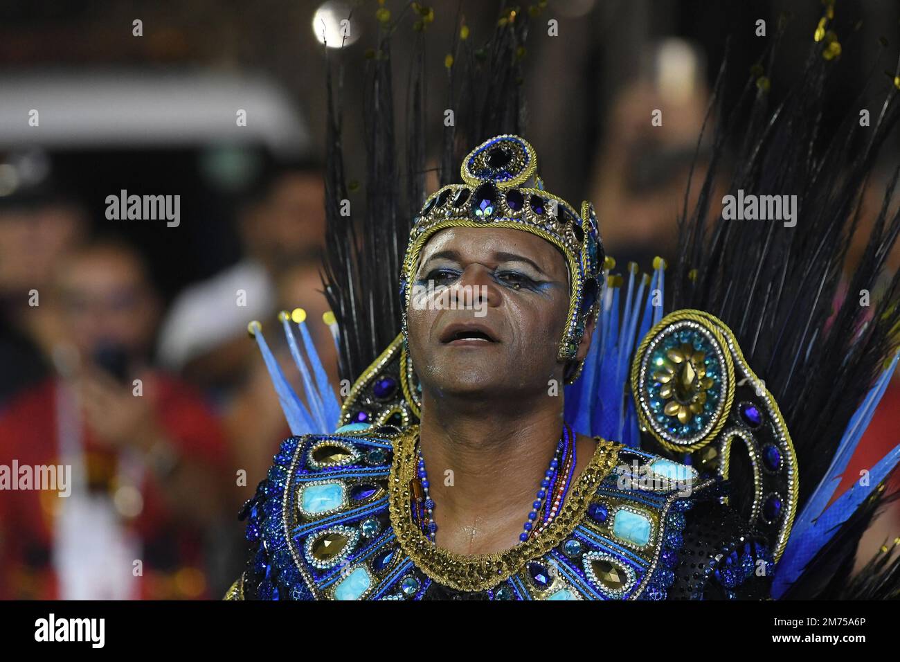 Rio de Janeiro, Brazil,April 23, 2022. Parade of the samba school Beija ...