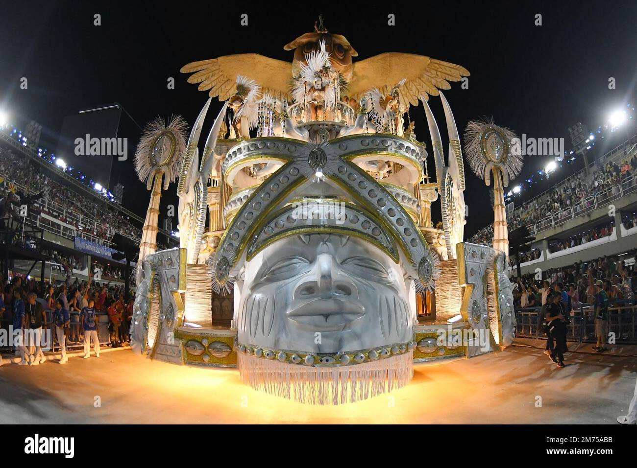 Rio de Janeiro, Brazil,April 23, 2022. Parade of the samba school Beija ...