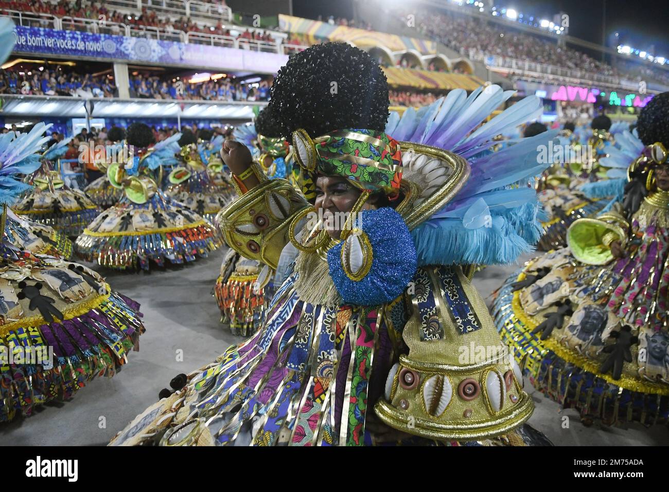 Rio de Janeiro, Brazil,April 23, 2022. Parade of the samba school Beija ...