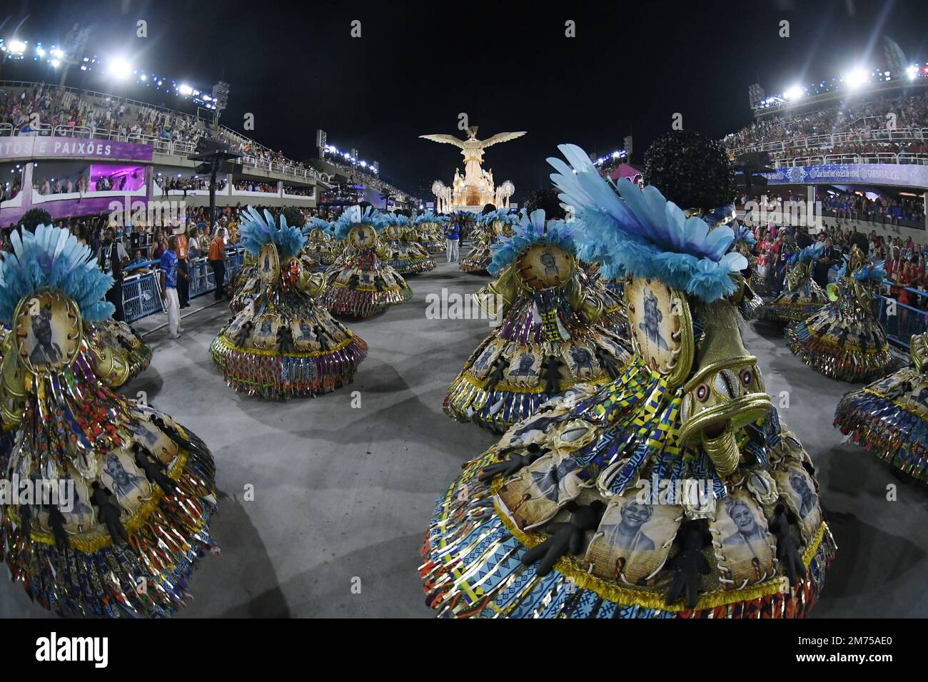 Rio de Janeiro, Brazil,April 23, 2022. Parade of the samba school Beija ...