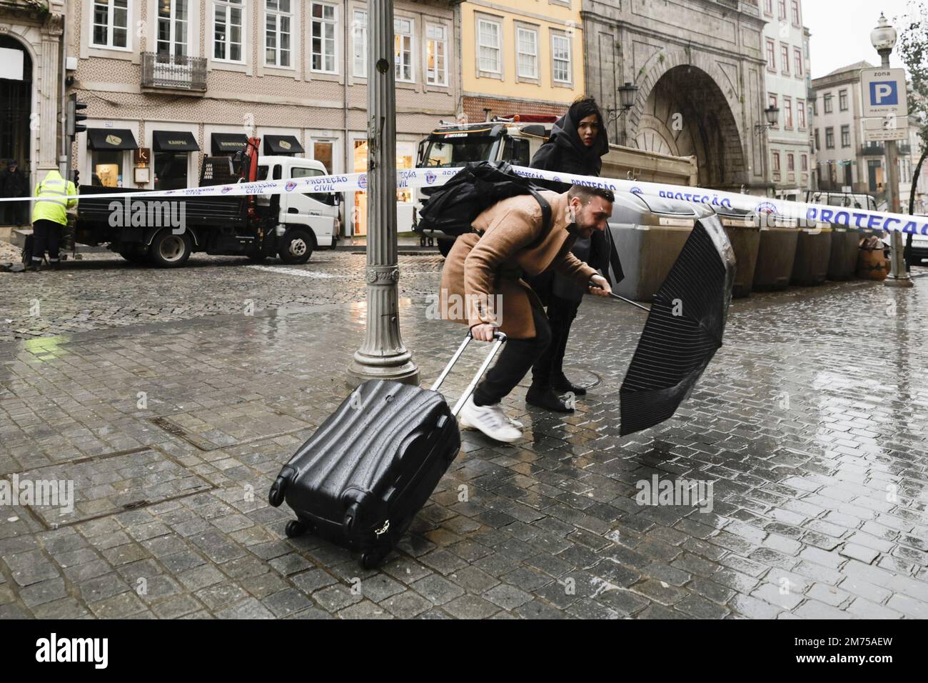 Porto, 07/01/2023 Heavy rain caused flooding in downtown Porto