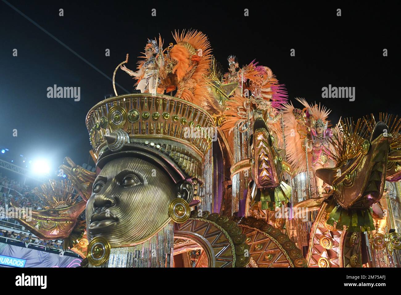 Rio de Janeiro, Brazil,April 23, 2022. Parade of the samba school Beija ...