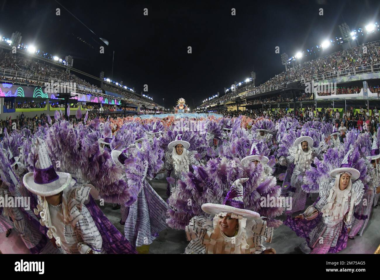 Rio de Janeiro, Brazil,April 23, 2022. Parade of the samba school Beija ...