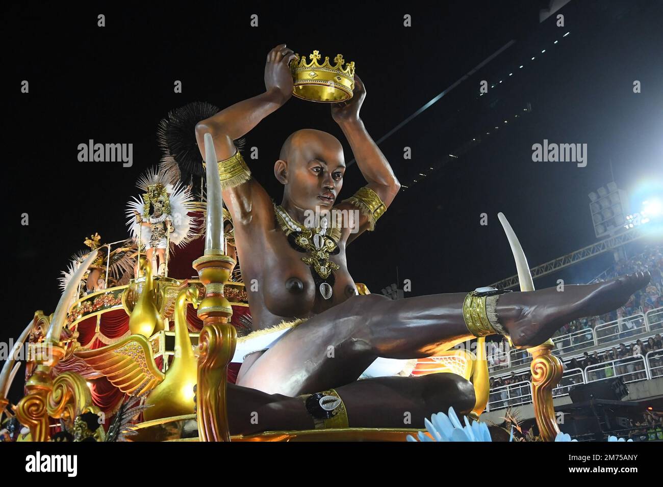 Rio de Janeiro, Brazil,April 23, 2022. Parade of the samba school Beija ...