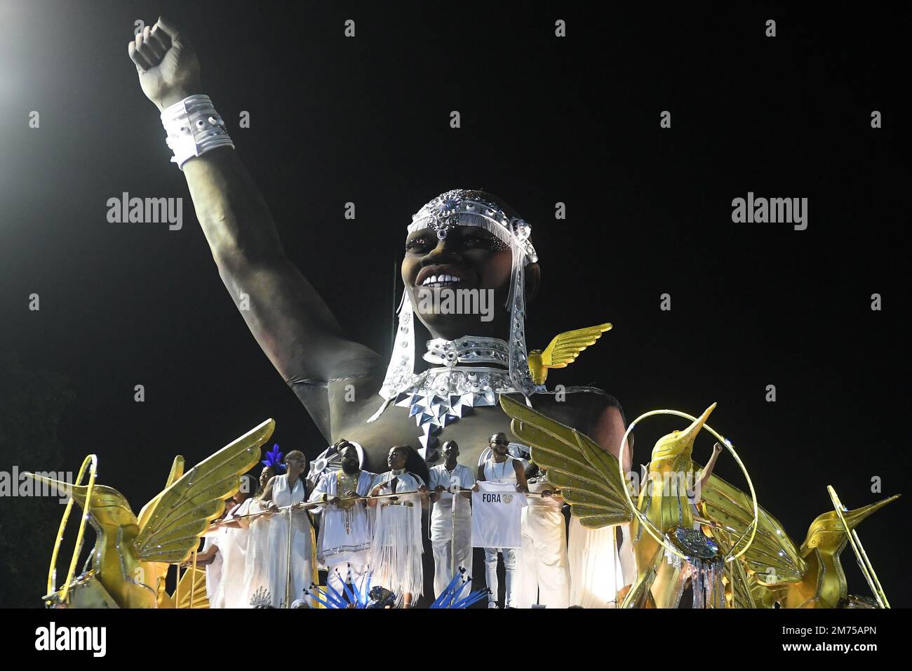 Rio de Janeiro, Brazil,April 23, 2022. Parade of the samba school Beija ...