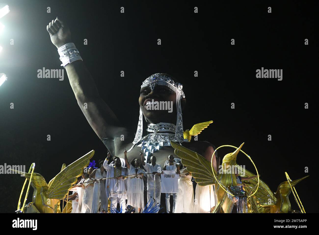 Rio de Janeiro, Brazil,April 23, 2022. Parade of the samba school Beija ...