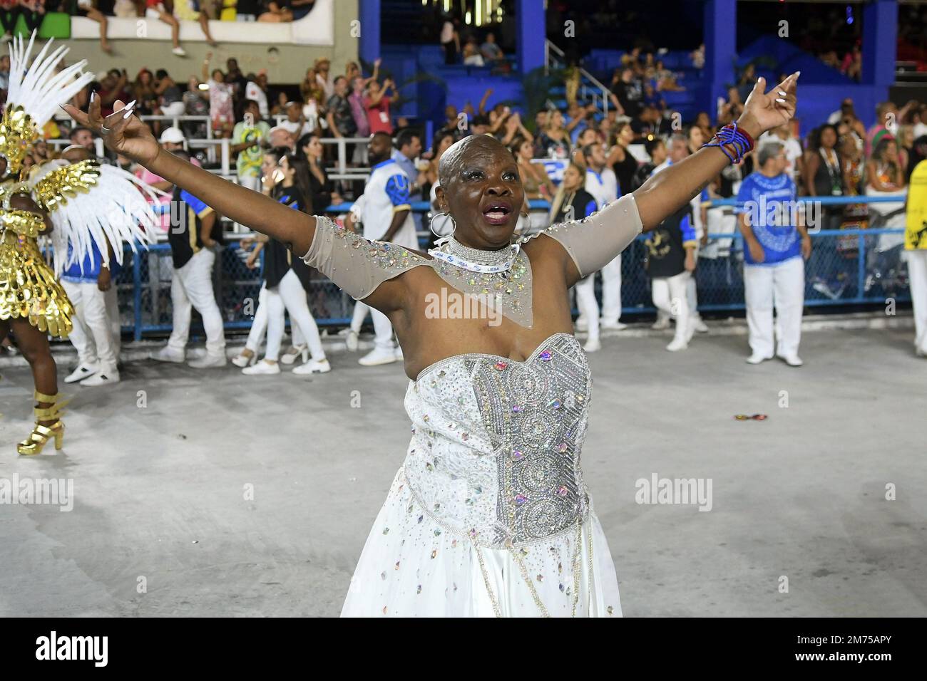 Rio de Janeiro, Brazil,April 23, 2022. Parade of the samba school Beija ...
