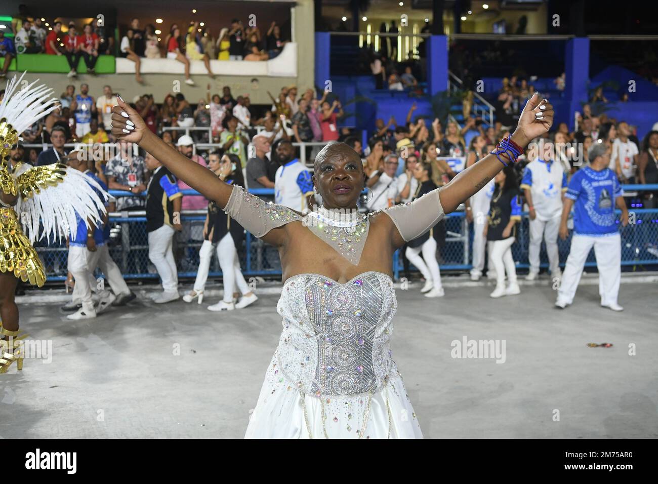 Rio de Janeiro, Brazil,April 23, 2022. Parade of the samba school Beija ...