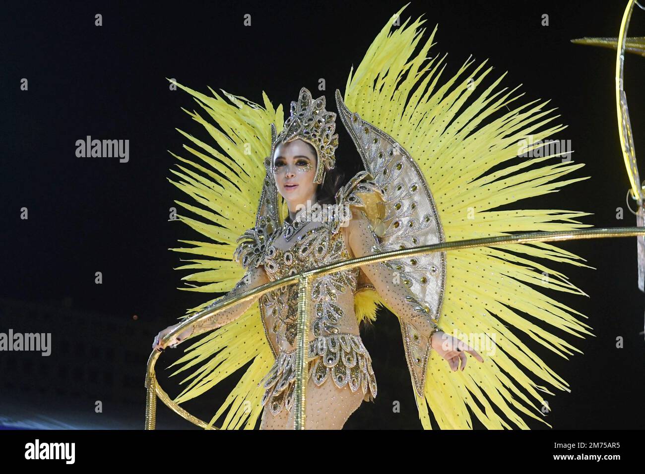 Rio de Janeiro, Brazil,April 23, 2022. Parade of the samba school Beija ...