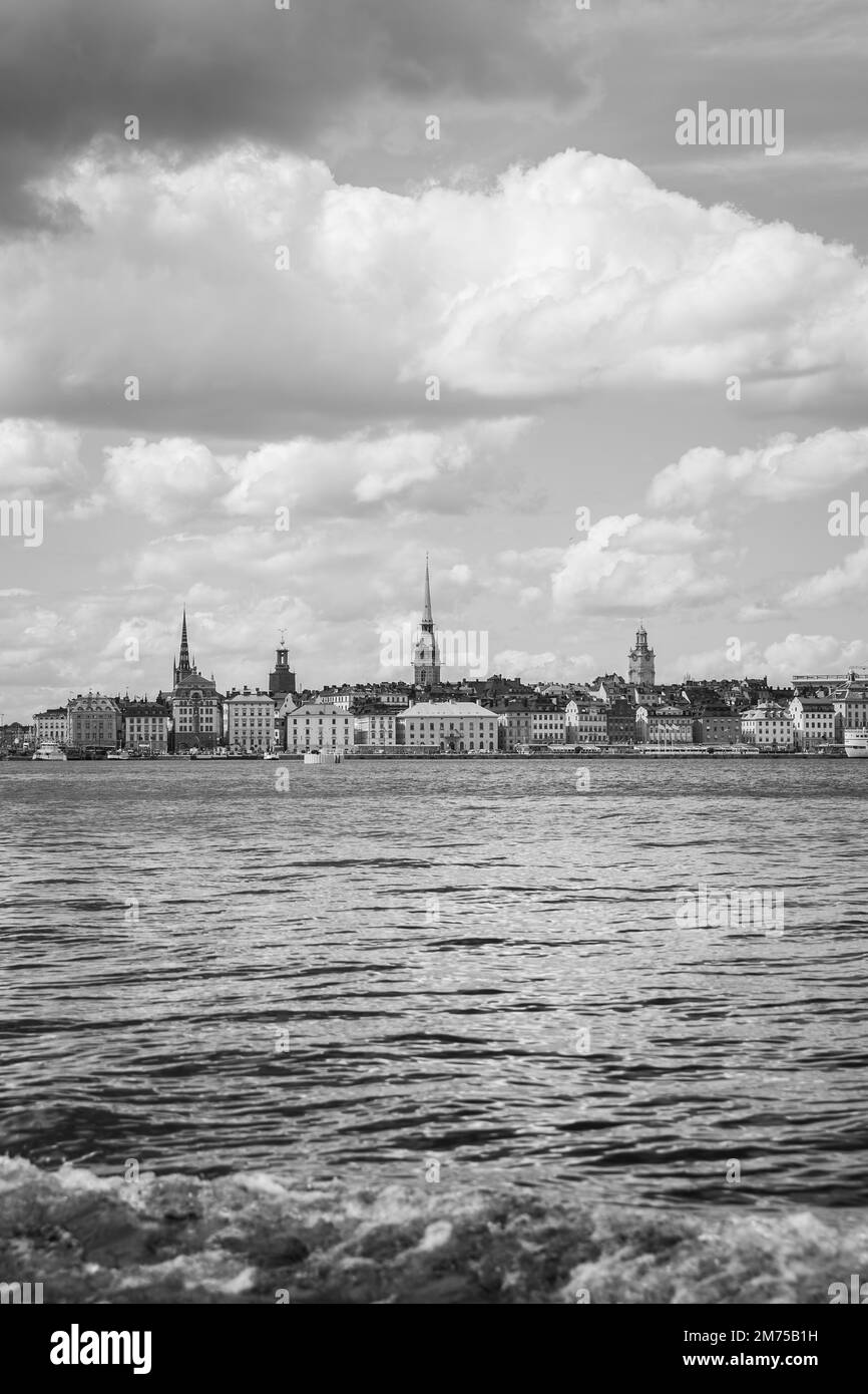 The Old Town of Stockholm, Sweden. Black and white photography, cityscape Stock Photo