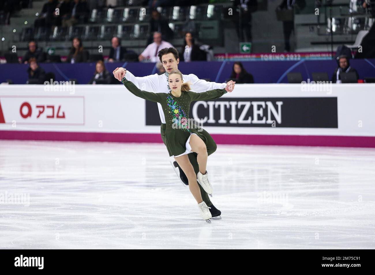 Violetta Sierova and Ivan Khobta (UKR) perform during the Junior Pairs
