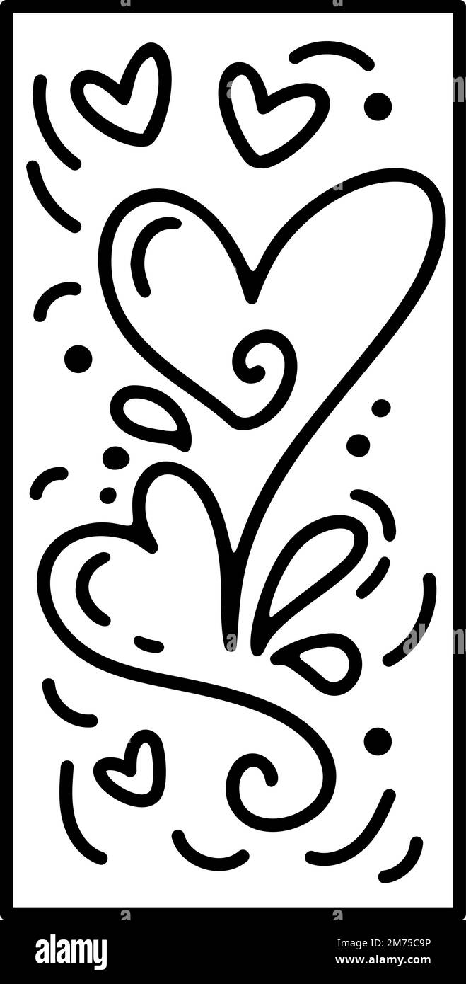 Valentine vector composition hearts. Hand drawn love holiday ...