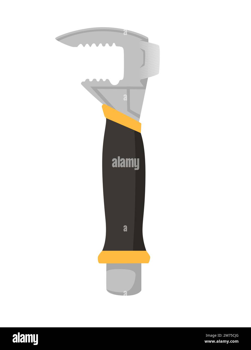 Adjustable wrench with rubber handle hand tool instrument vector