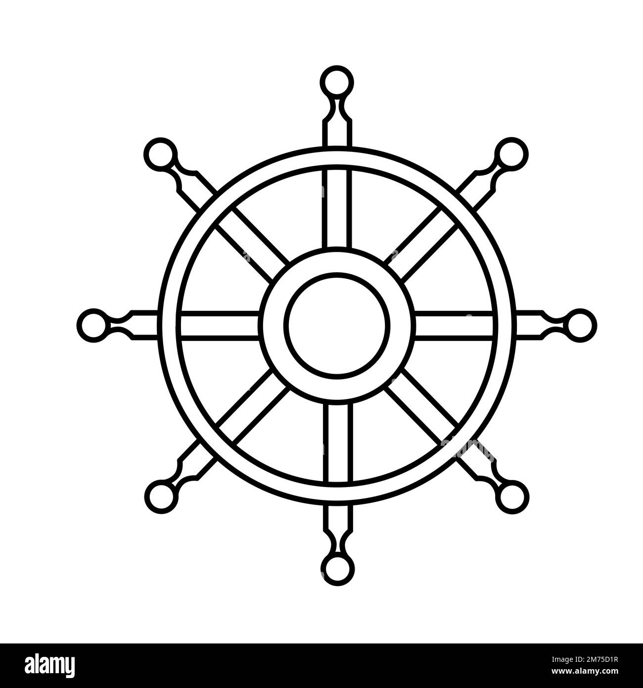 Nautical black helm icon outline design vector illustration on white background Stock Vector
