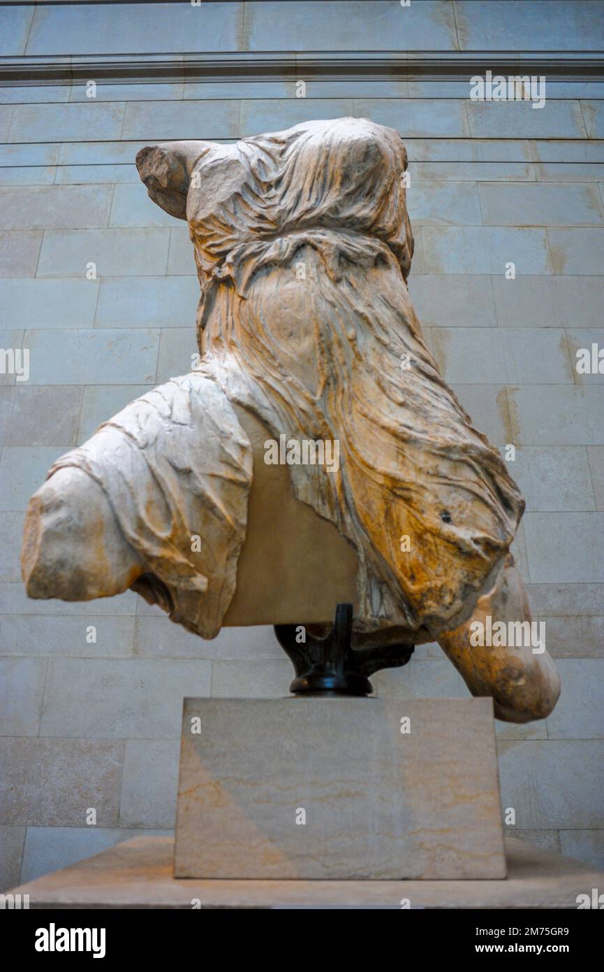 London, Great Britain, Close up, Ancient Greek Scuptures on Display ...