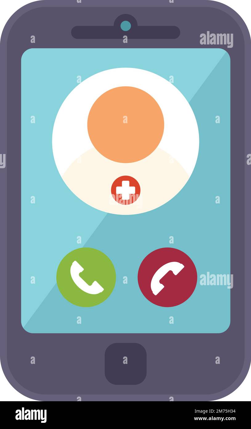 Family doctor call icon flat vector. Health patient. Child medicine ...