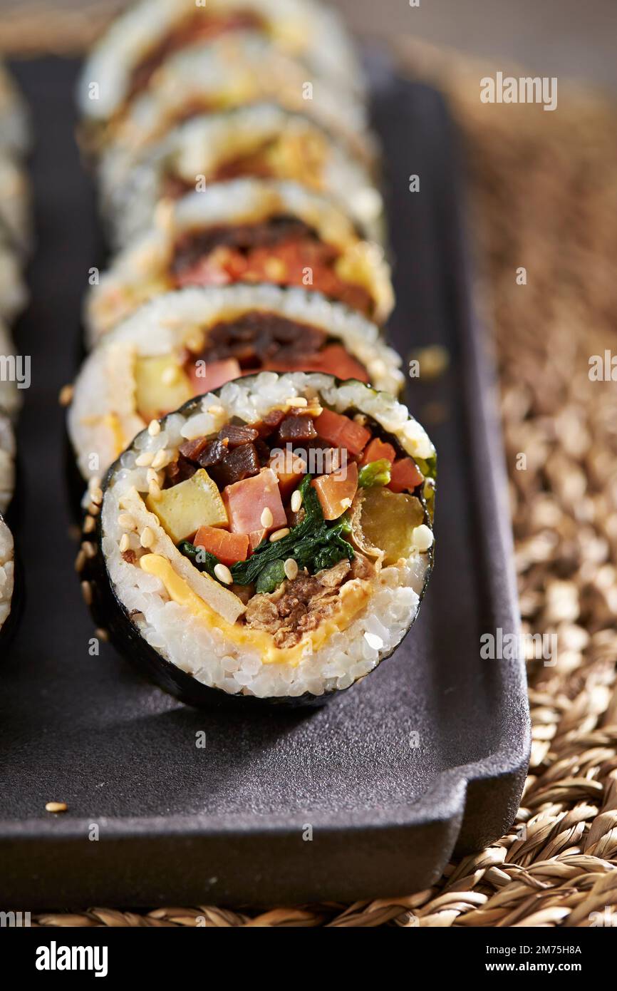 Kimbap, Cheese Vegetable Gimbap on a Plate Stock Photo Alamy