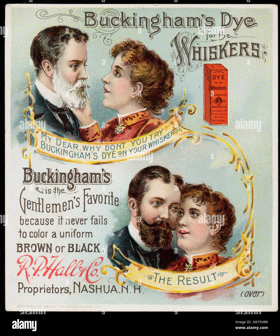 Advertisement for Buckingham's dye for whiskers, circa 1900 Stock Photo