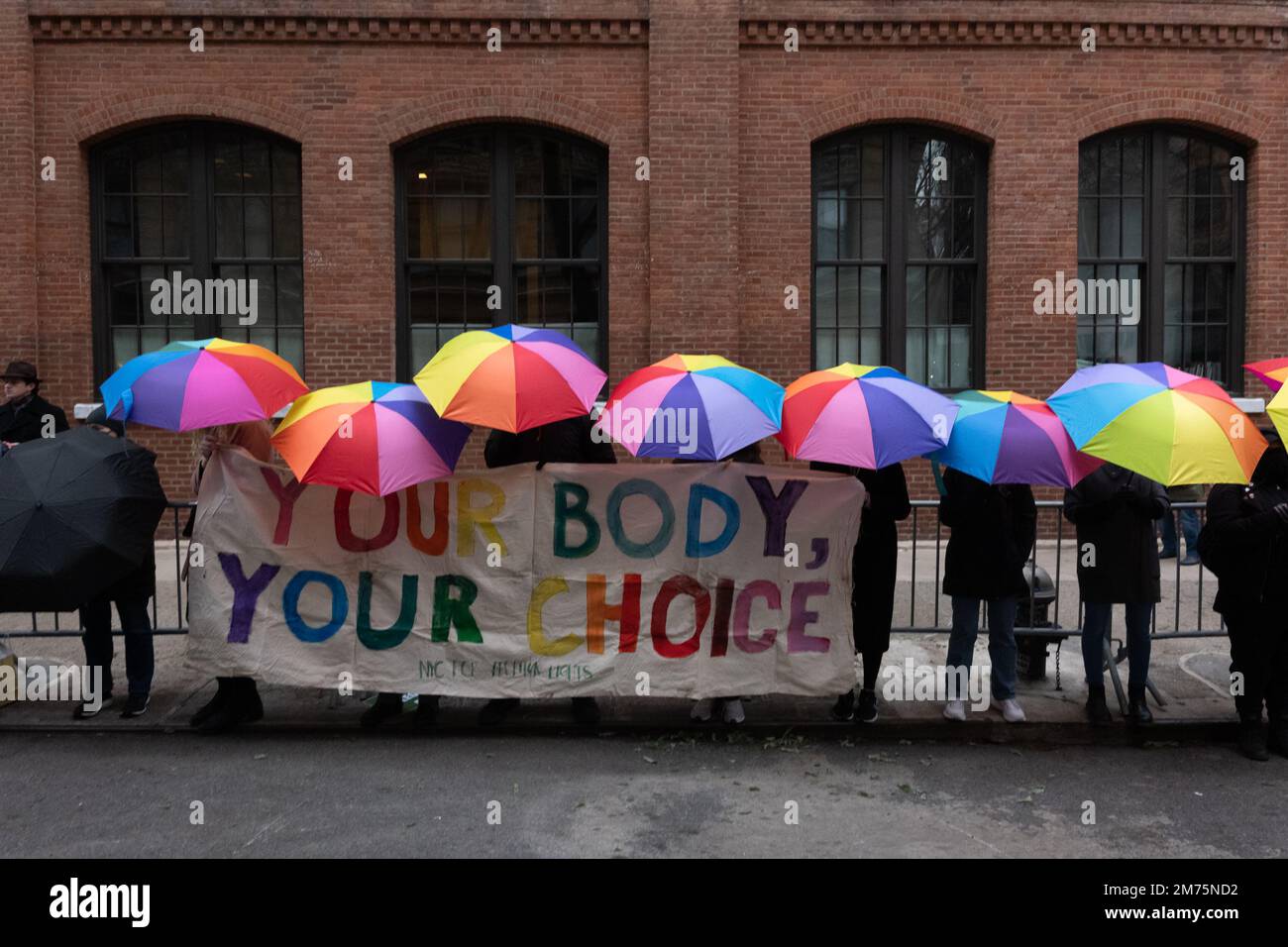 New York, New York, USA. 7th Jan, 2023. Pro-choice demonstrators clash with pro-lifers during their monthly protest before both parties converge on the planned parenthood office on Mott and Bleeker Streets in New York. (Credit Image: © Brian Branch Price/ZUMA Press Wire) Credit: ZUMA Press, Inc./Alamy Live News Stock Photo