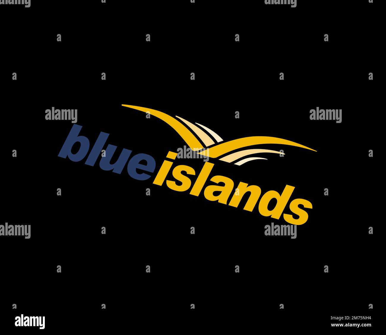 Blue Islands, rotated logo, black background B Stock Photo Alamy