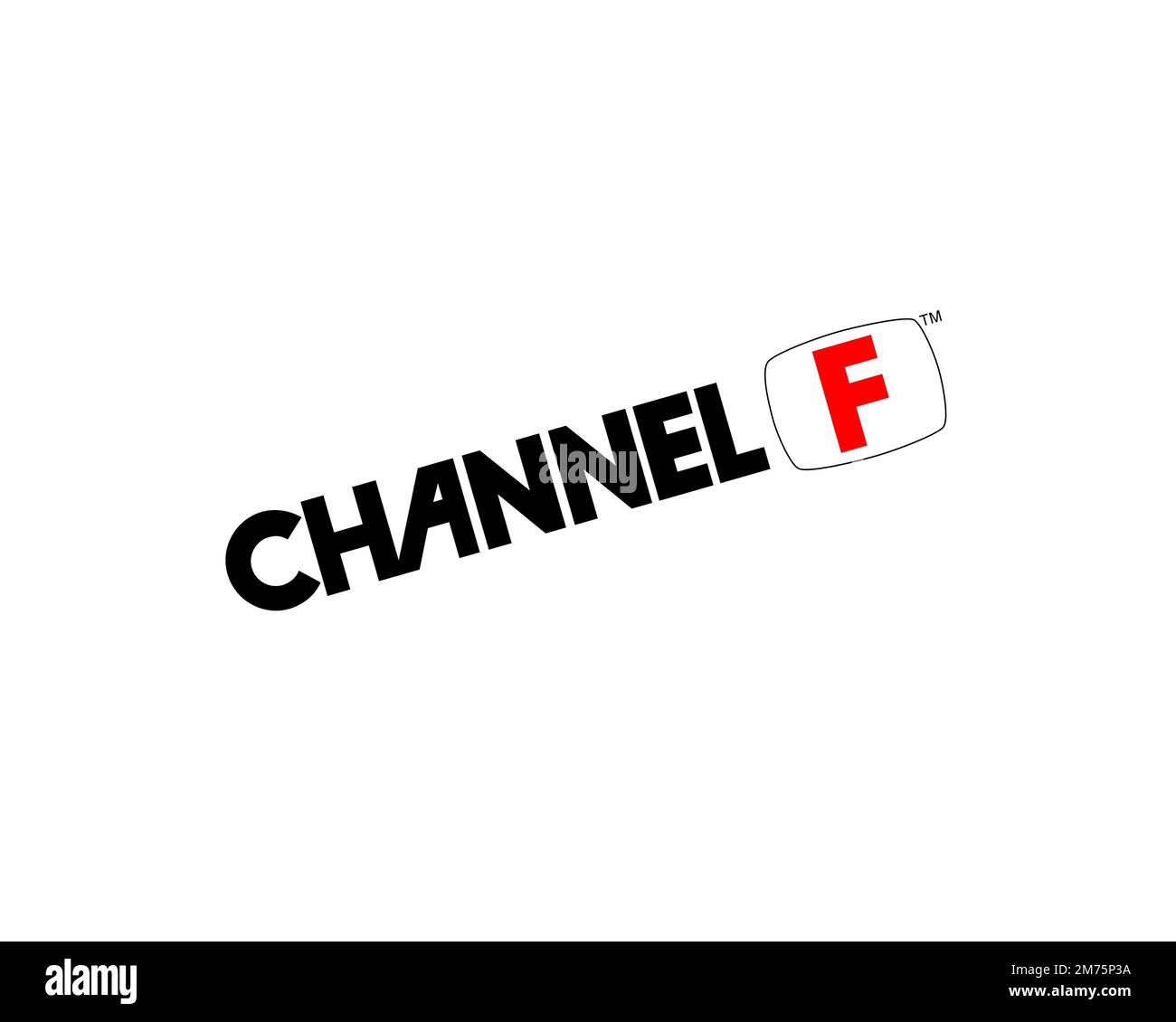 Fairchild Channel F, rotated logo, white background Stock Photo Alamy