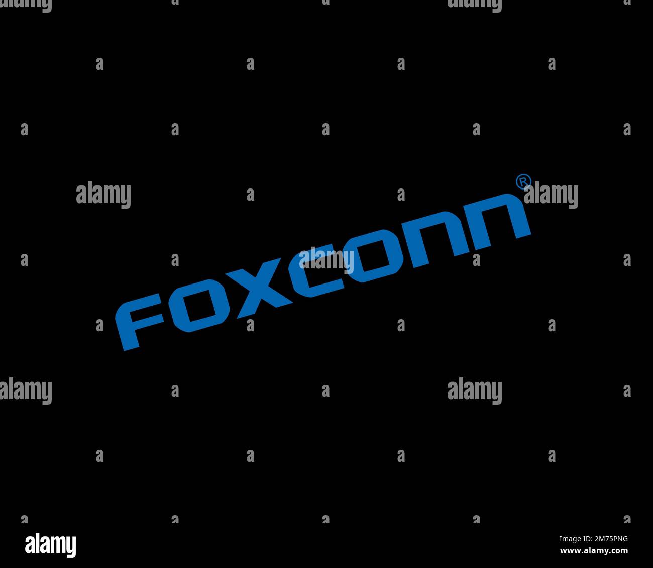 Foxconn, rotated logo, black background Stock Photo - Alamy