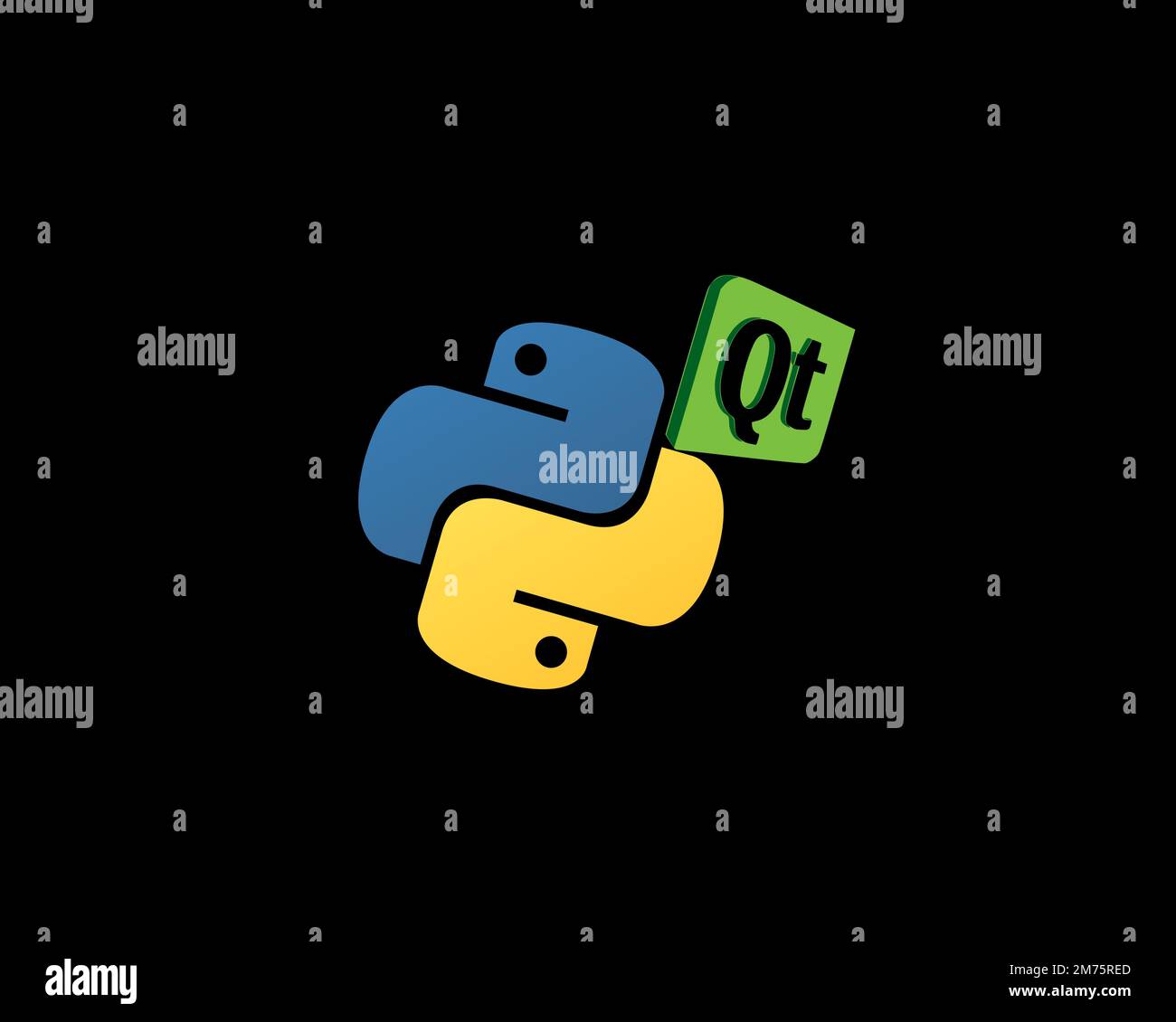 PyQt, rotated logo, black background B Stock Photo - Alamy