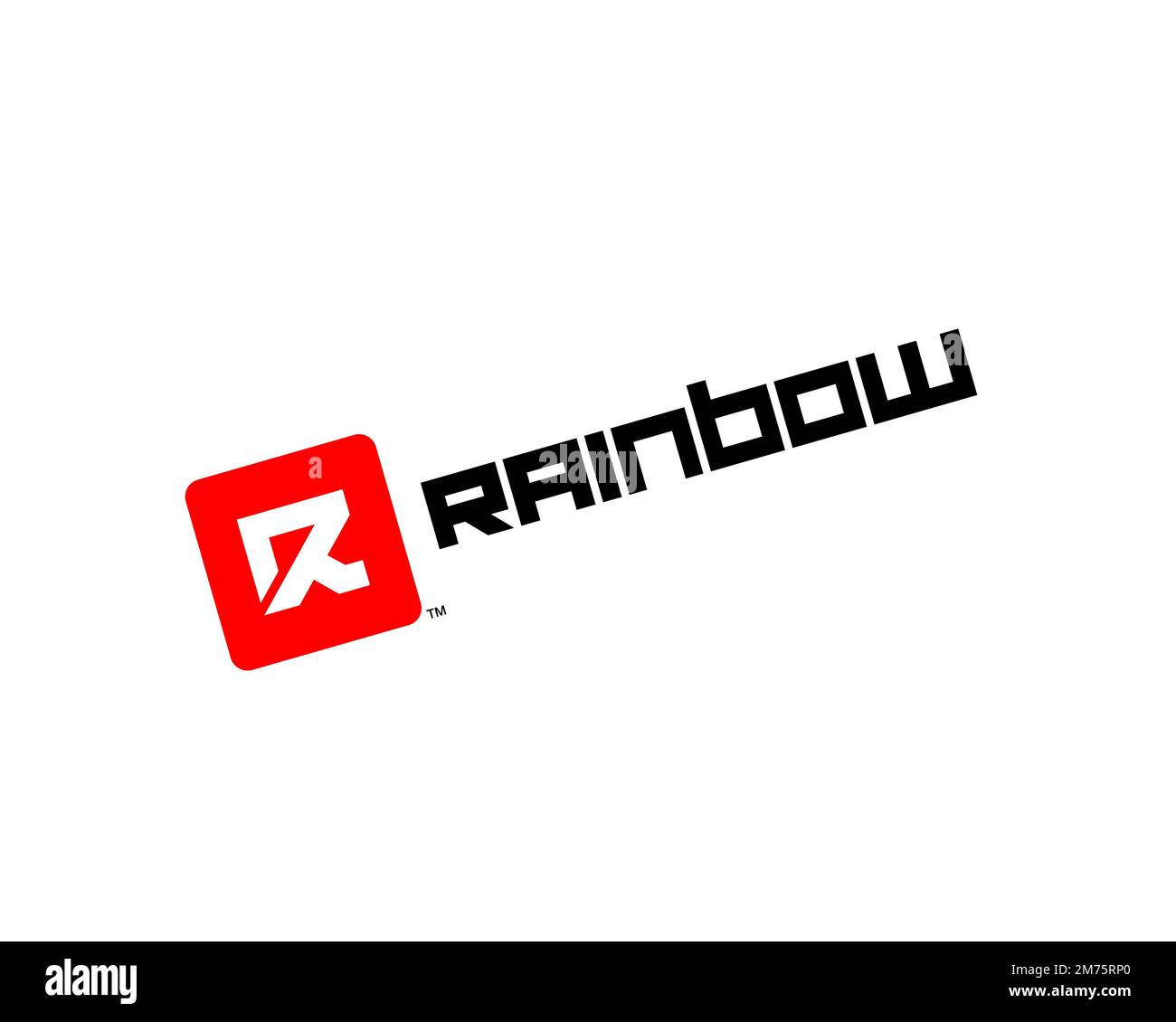 Rainbow Studios, Rotated Logo, White Background Stock Photo Alamy