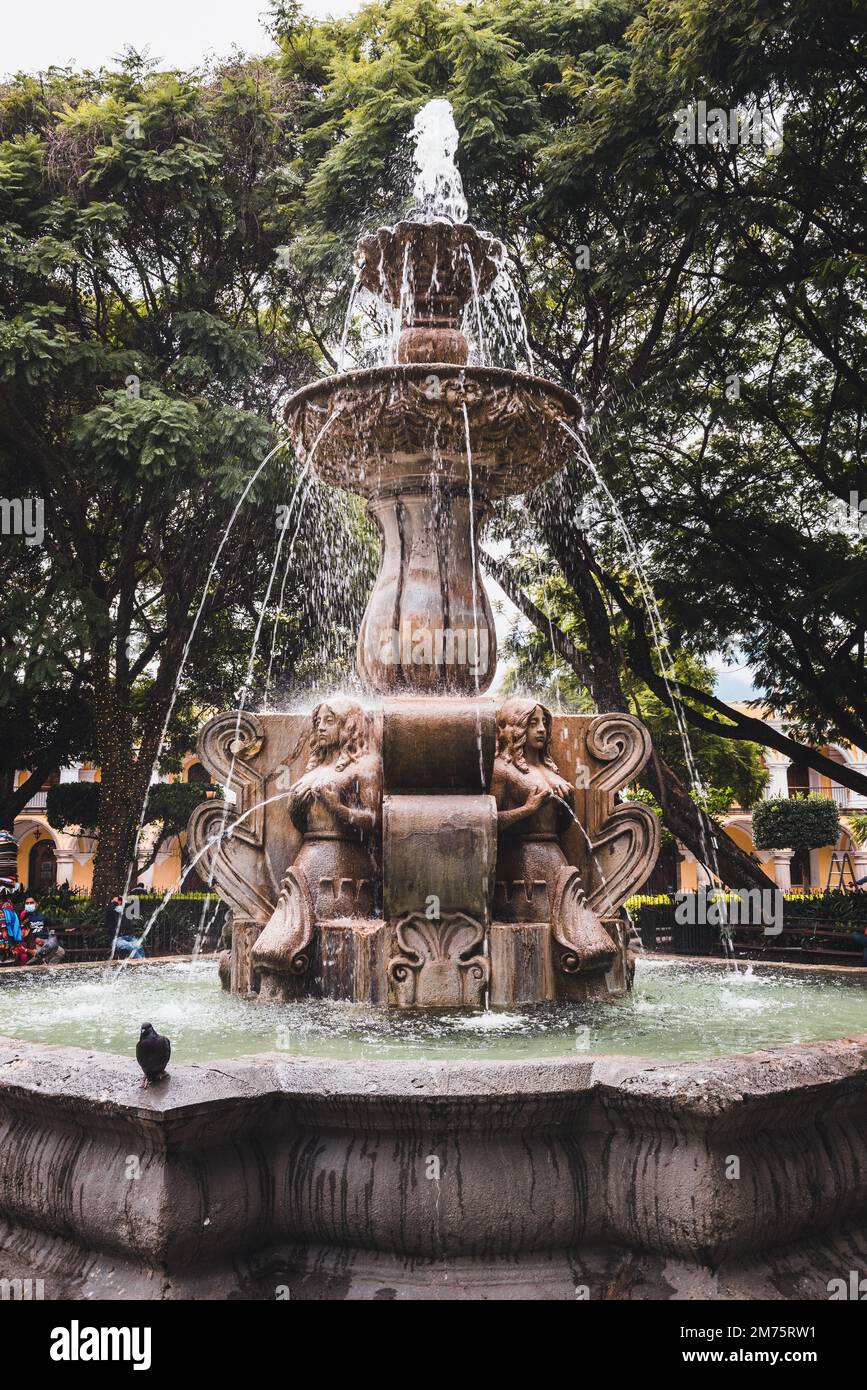 Antigua's main plaza fountain Stock Photo