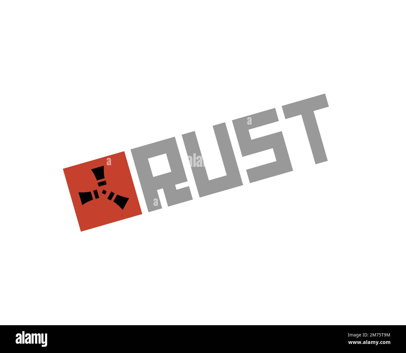 Rust video game, rotated logo, white background Stock Photo - Alamy