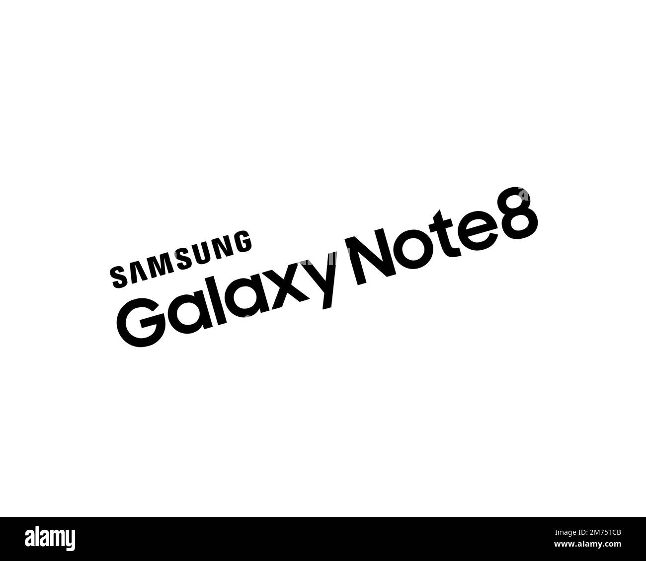Samsung Galaxy Note 8, Rotated Logo, White Background Stock Photo