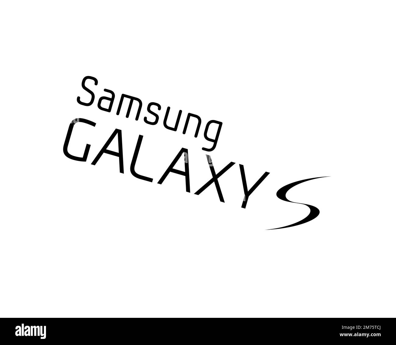 Samsung Galaxy S, Rotated Logo, White Background B Stock Photo
