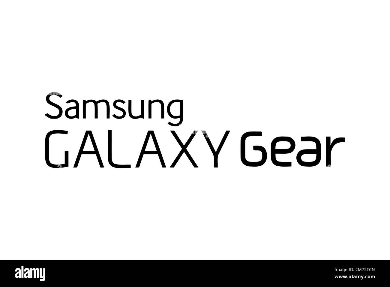 Samsung Galaxy Gear, Logo, White Background Stock Photo
