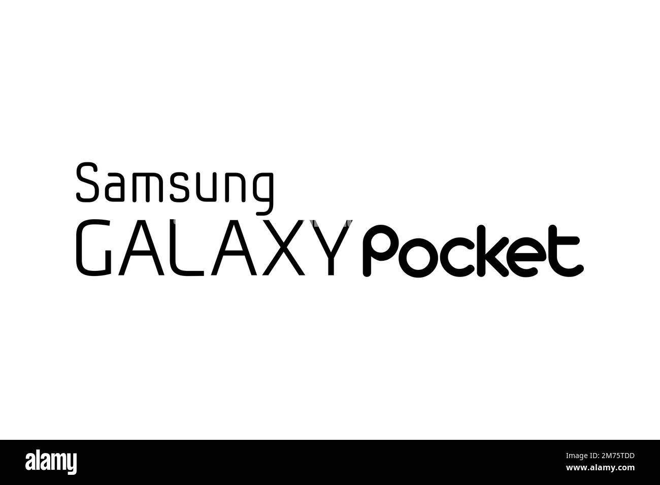 Samsung Galaxy Pocket, Logo, White Background Stock Photo