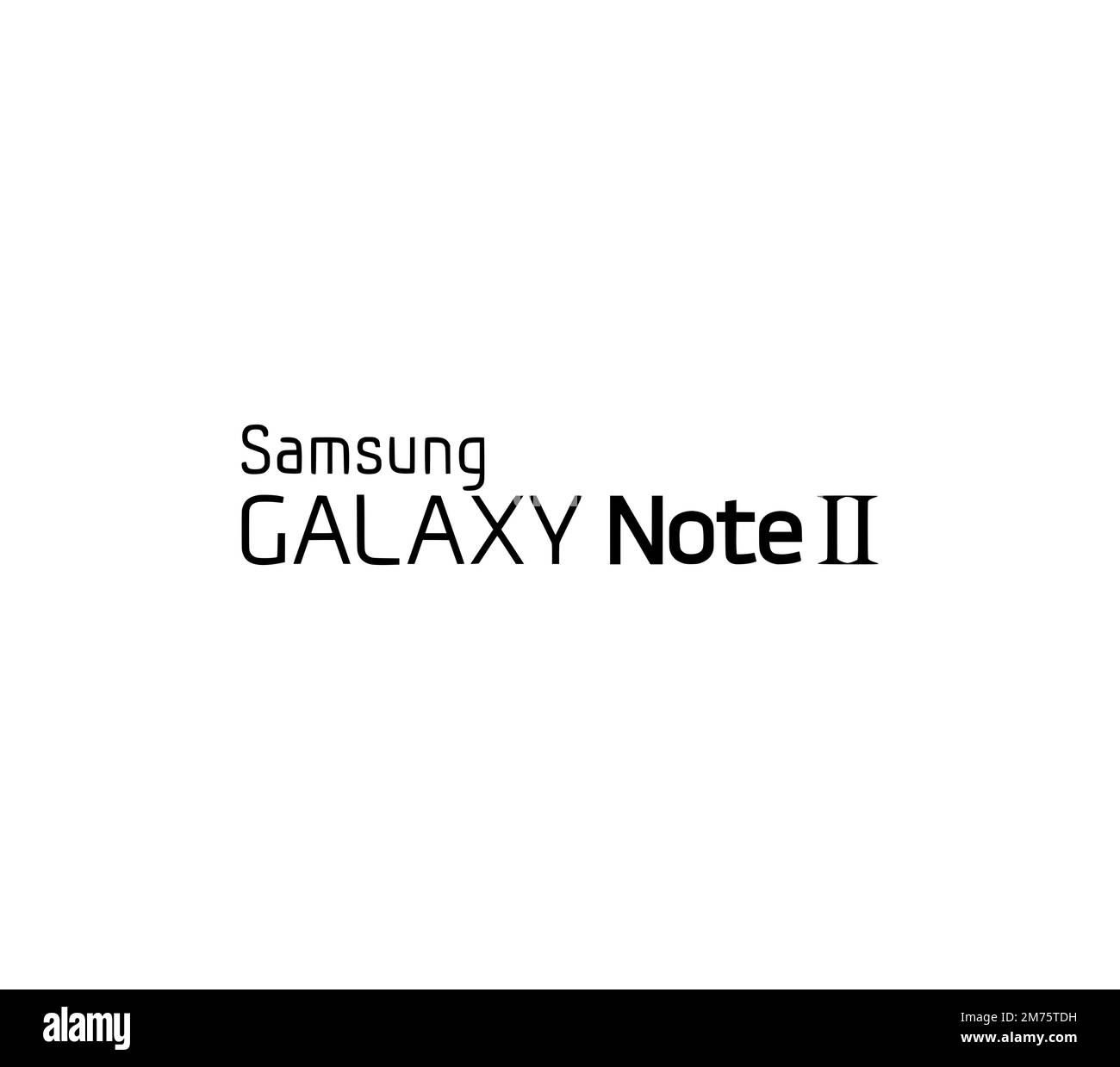 Samsung Galaxy Note II, Logo, White Background Stock Photo