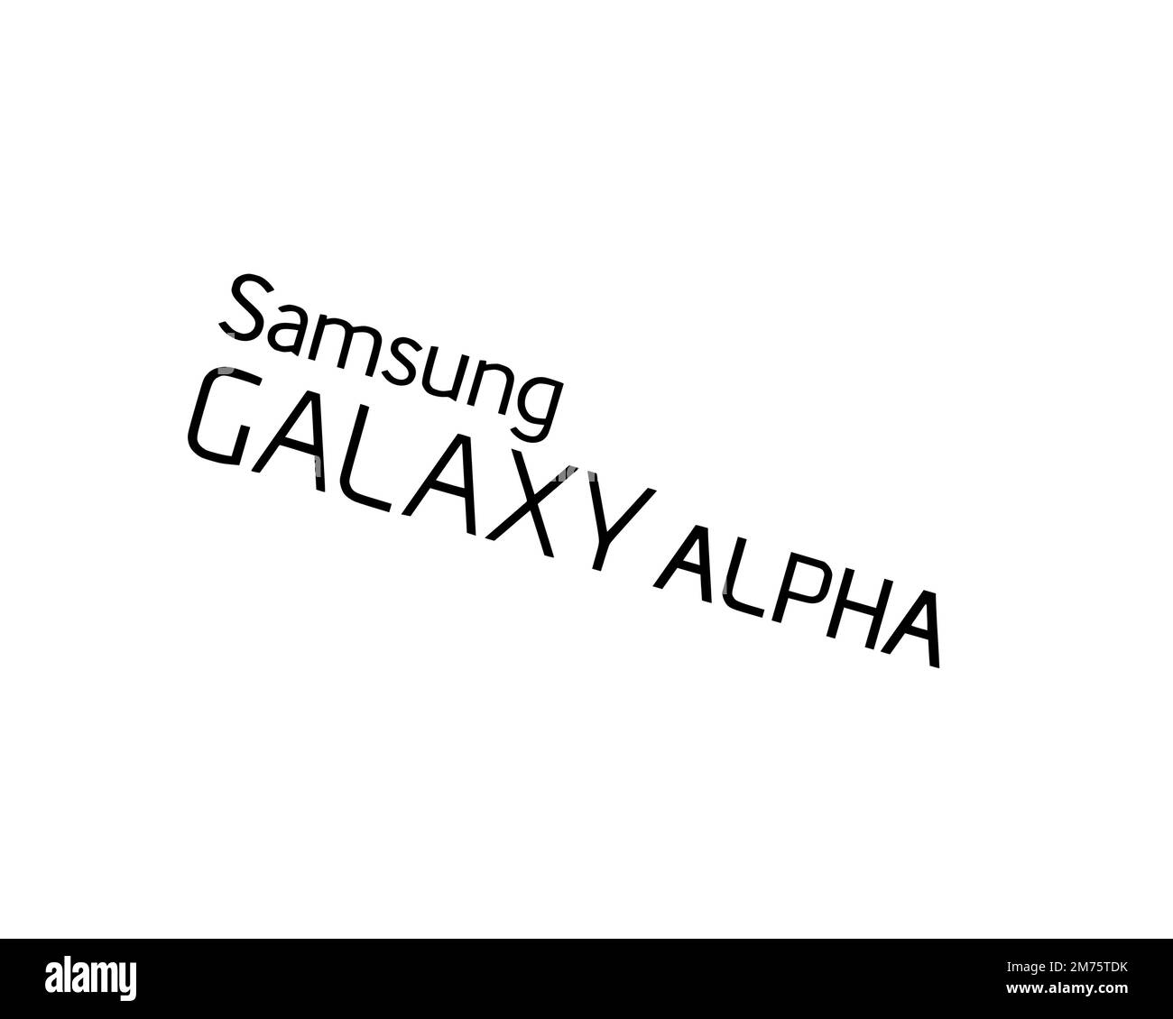 Samsung Galaxy Alpha, Rotated Logo, White Background B Stock Photo