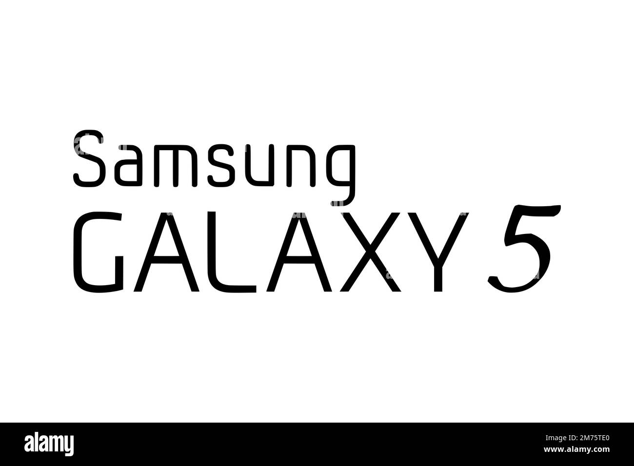 Samsung Galaxy 5, Logo, White Background Stock Photo