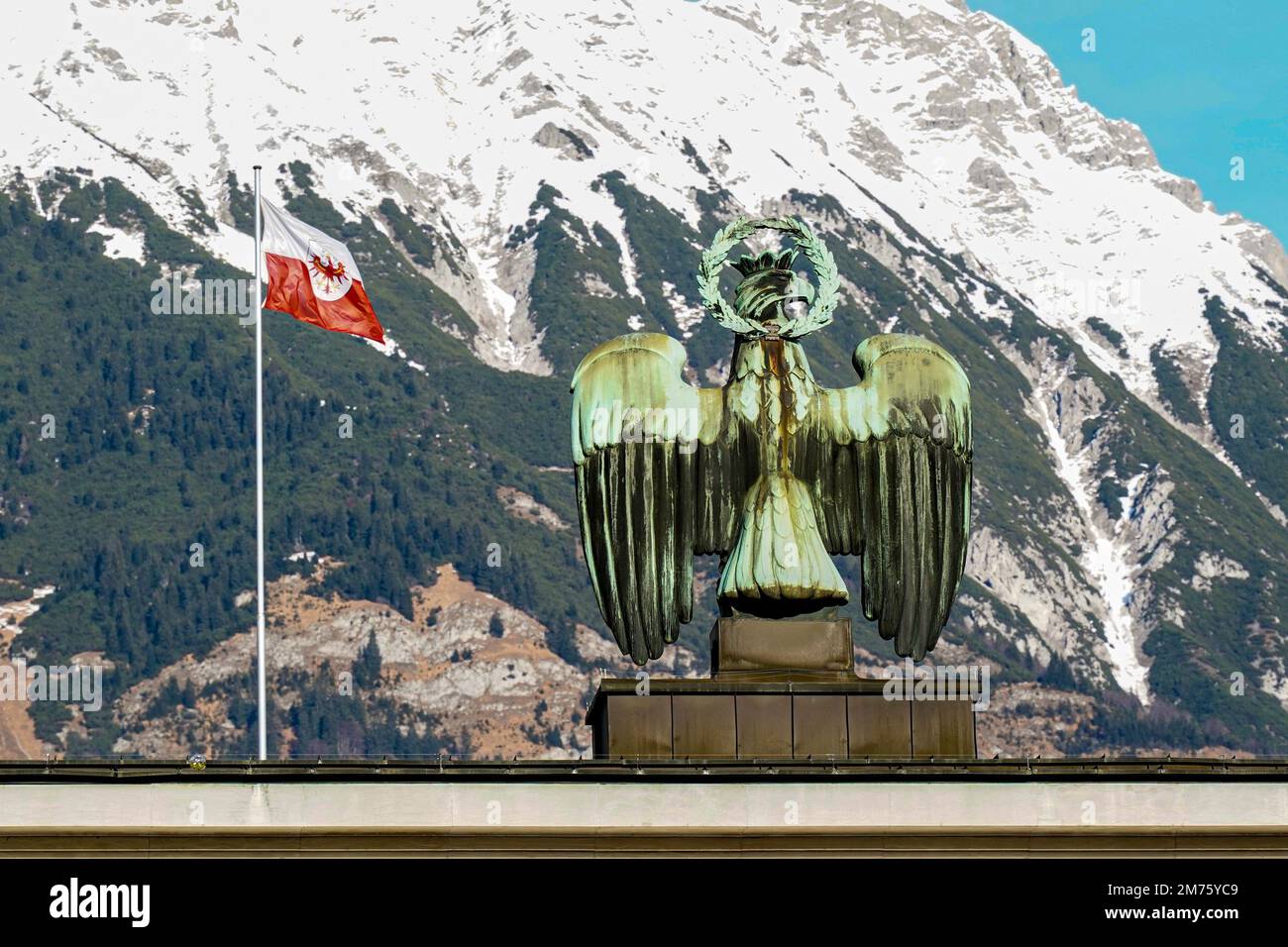 Innsbruck, Austria - December 2022: View of the Befreiungsdenkmal - liberation war memorial, a monument dedicated to those who died in the struggle fo Stock Photo