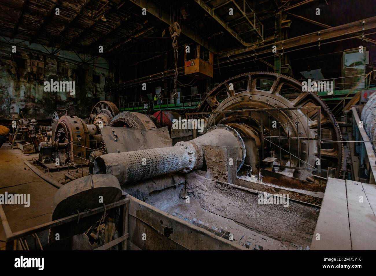 Old abandoned mining processing plant. Ore-dressing treatment with classifiers. Stock Photo