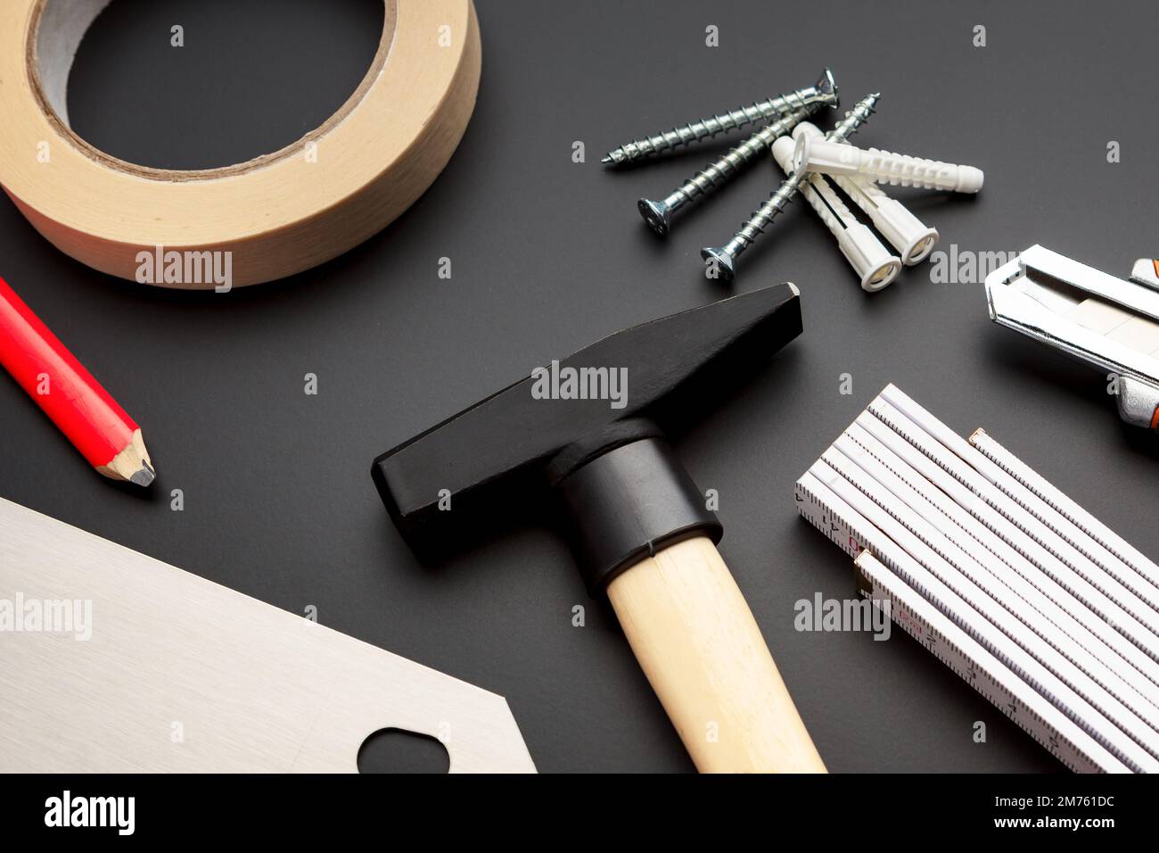 set of tools like hammer and saw for renovating Stock Photo Alamy