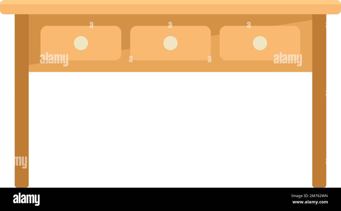 Wood table icon flat vector. Top board. Desk furniture isolated Stock ...