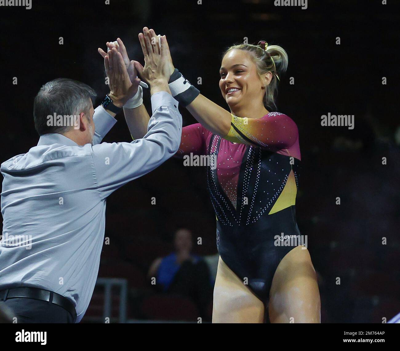 Las Vegas, NV, USA. 7th Jan, 2023. ASU's Hannah Schraf high fives her