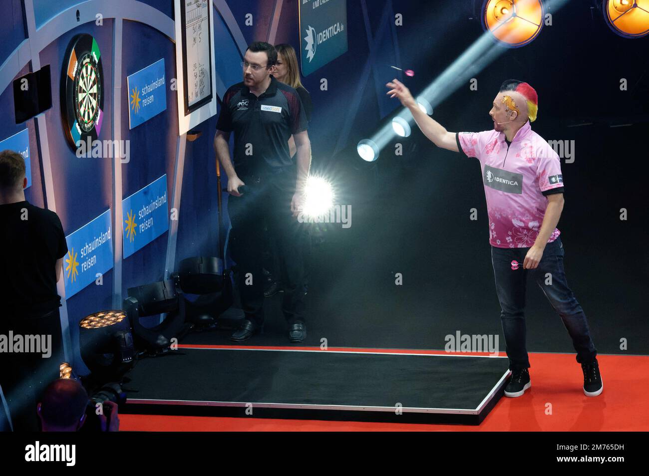 Duesseldorf, Germany. 07th Jan, 2023. Presenter Oliver Pocher throws a