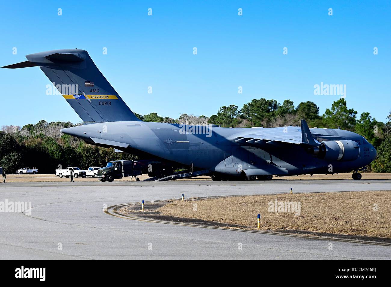 A U.S. Air Force C-17 Globemaster III aircraft assigned to the 437th ...