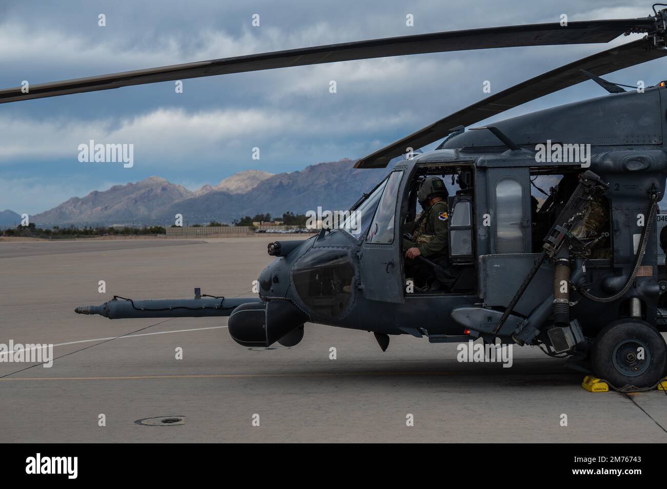 U.S. Air Force pilots assigned to the 55th Rescue Squadron perform ...