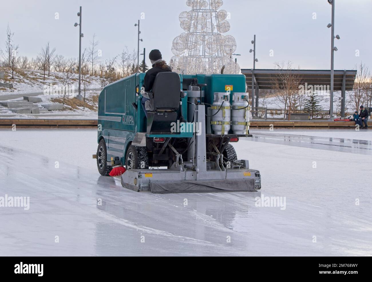 zamboni university district ice rink Calgary Alberta Stock Photo
