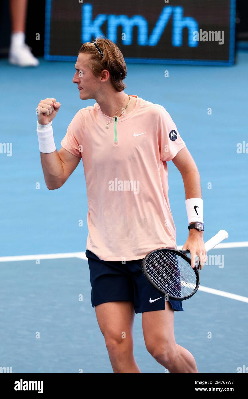 Adelaide Australia 7 January 2023 Sebastian Korda Of United States Reacts On A Point During