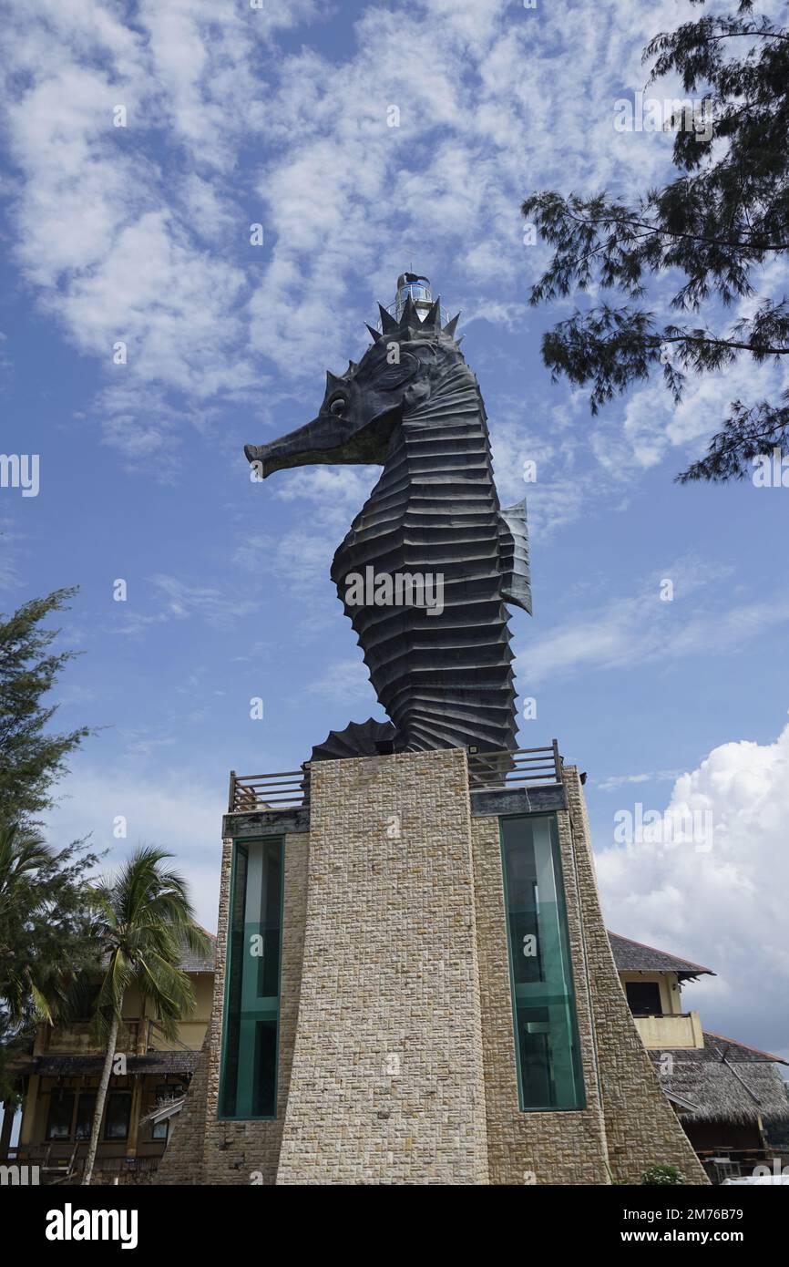 seahorse statue landmark at the Miri Marina , Sarawak Stock Photo