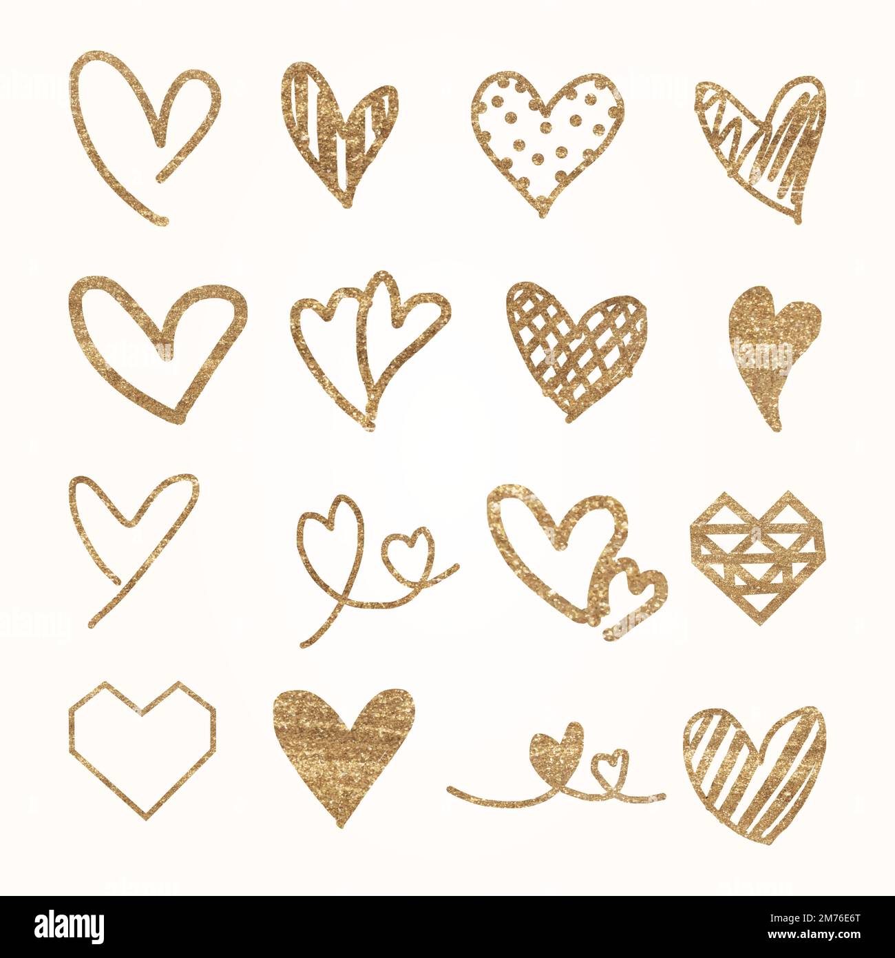 Golden hearts pattern wallpaper vector collection Stock Vector