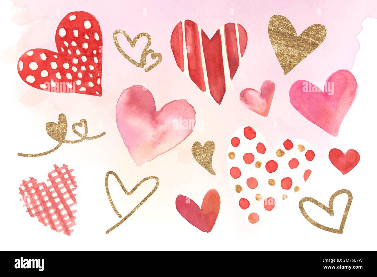 Red hearts pattern wallpaper vector collection Stock Vector